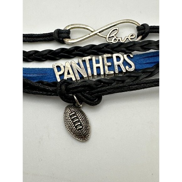 Blue Panthers Charm Wrap Bracelet Adjustable Team Fan Football - Picture 1 of 6